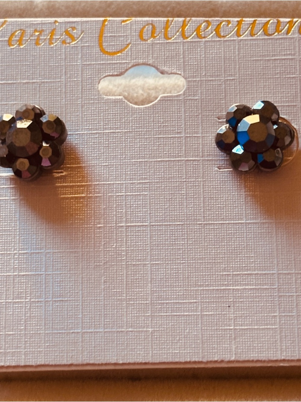 Faceted Cluster Stud Earrings - Iridescent Gunmetal